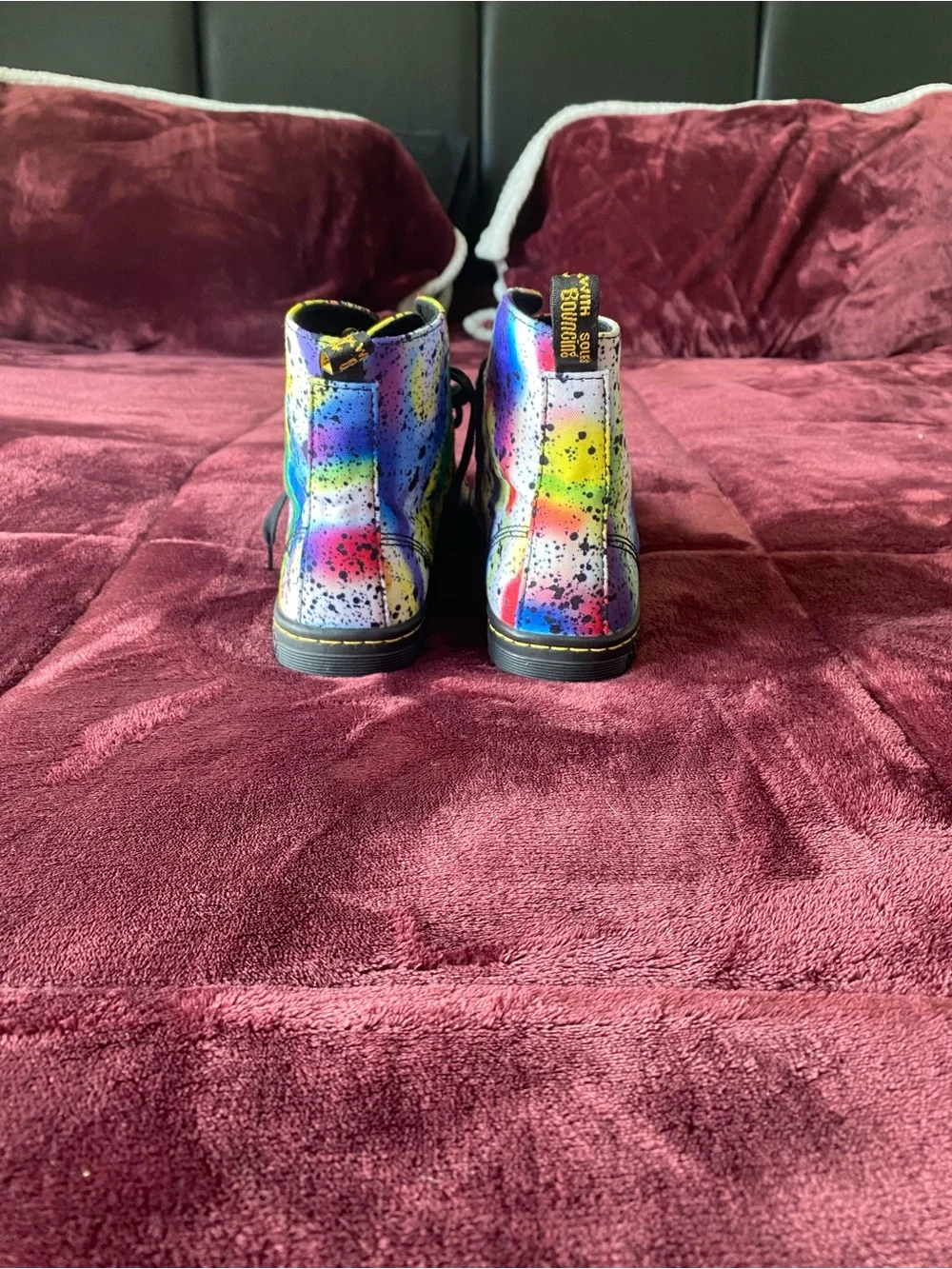 Dr. Martens Kids Multicolor Rainbow Paint-Splatter Boots